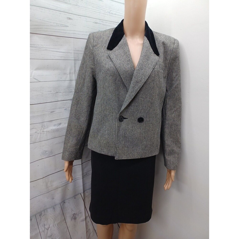 Ferncroft/Kenneth Cole Tweed Black Skirt Suit Set 2 Pc Jacket Skirt Sz 9/10